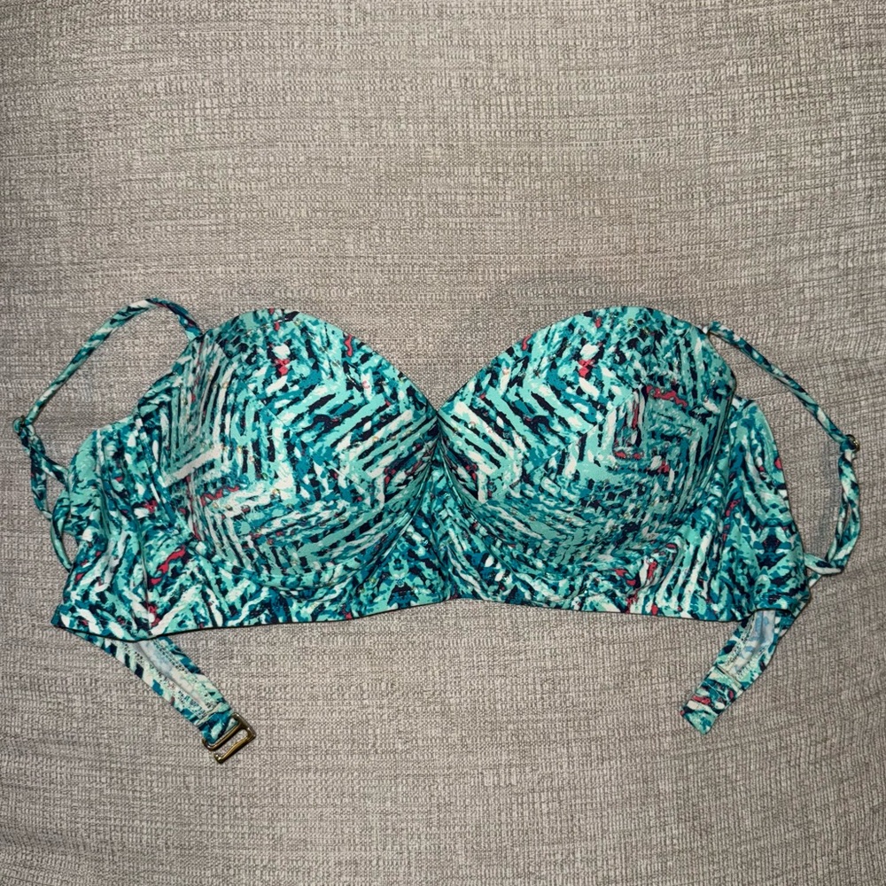 Ninety Six Degrees Blue Green Turquoise Pink Patterned Bikini Top - Size L 👙